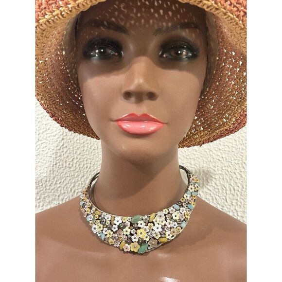 Exquisite 925 Silver Floral Stones Open Collar Necklace - Picture 9 of 9